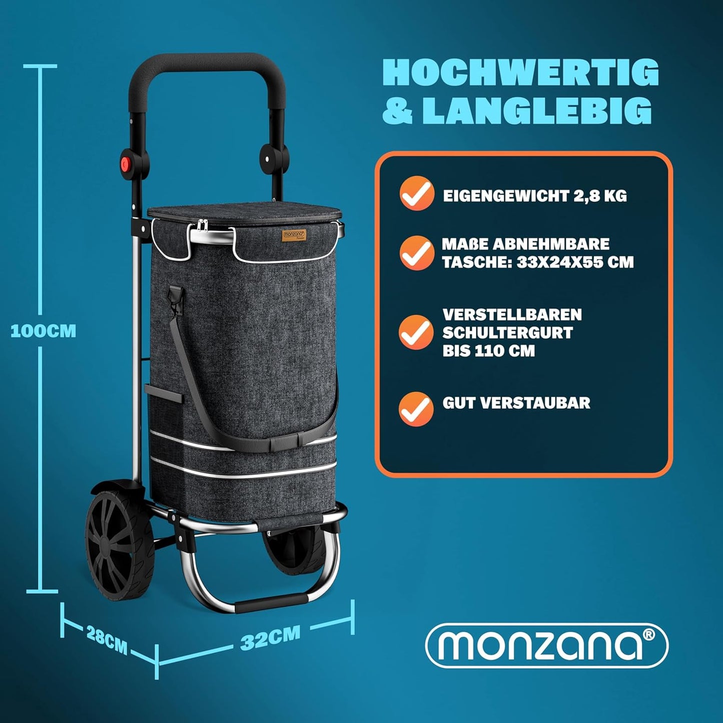 3in1 Einkaufstrolley, Schwarz