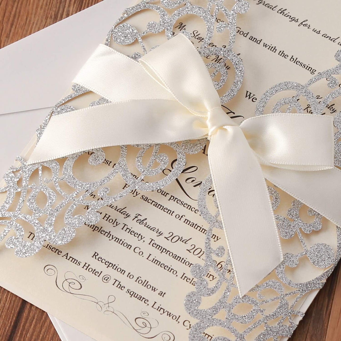20 Stk. Hochzeit Einladungskarten - blanko, Silber Glitzer 20 Stück Leeres Papier