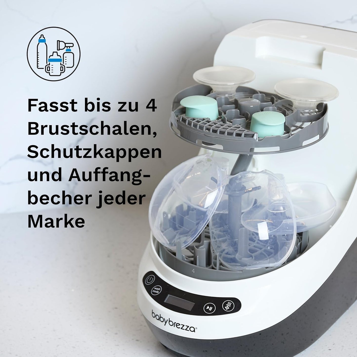 Automatischer Flaschenreiniger mit HEPA-Filter und Halterung für Pumpenzubehör