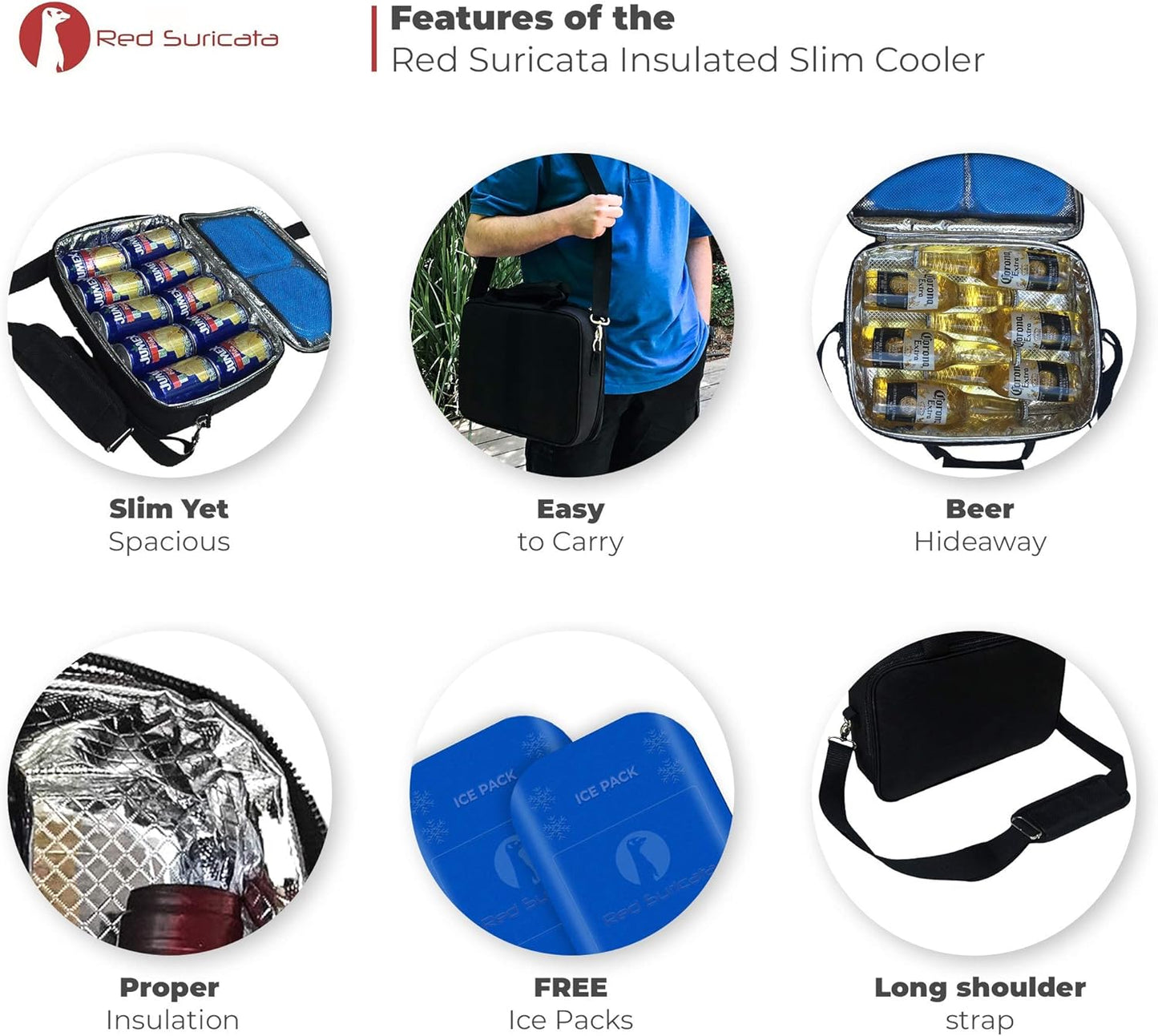 Isolierte Mini-Kühltasche für 10 Dosen mit Kühlakkus, Schwartz