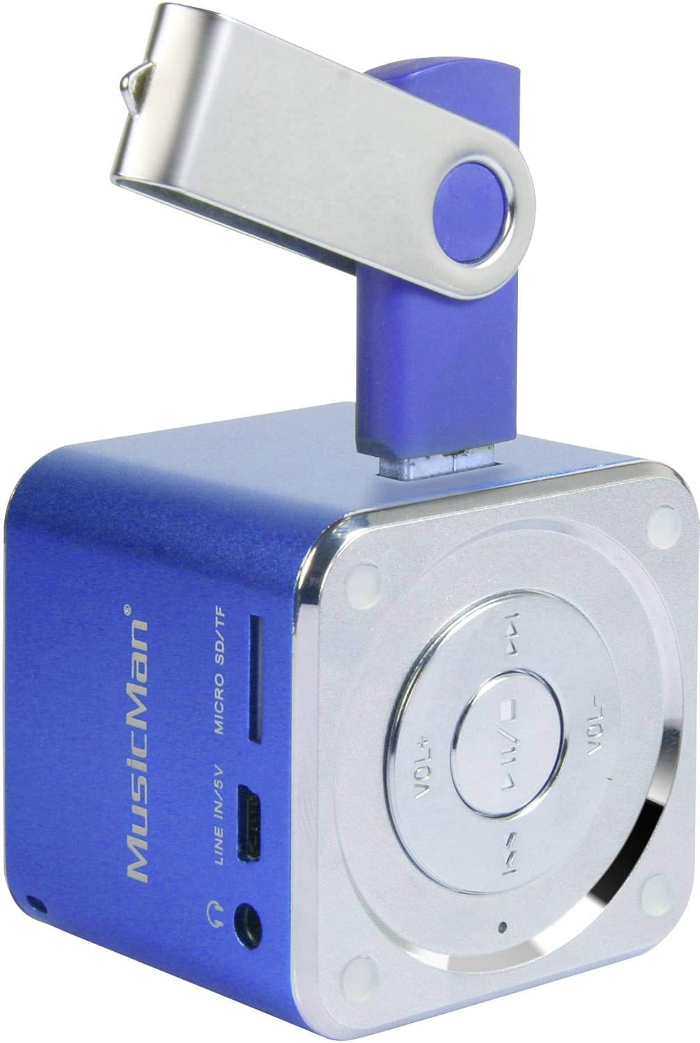 Tragbare Mini-Soundstation MP3-Player mit USB und MicroSD, Musicman Mini Single Blau