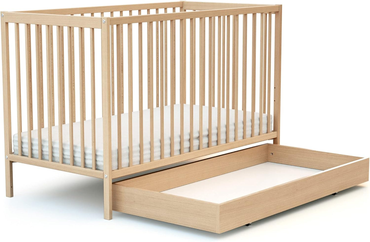 Essentiel Bettschublade für Babybett, 60x120 cm, 114,5 x 57 x 14 cm Buche Lackiert