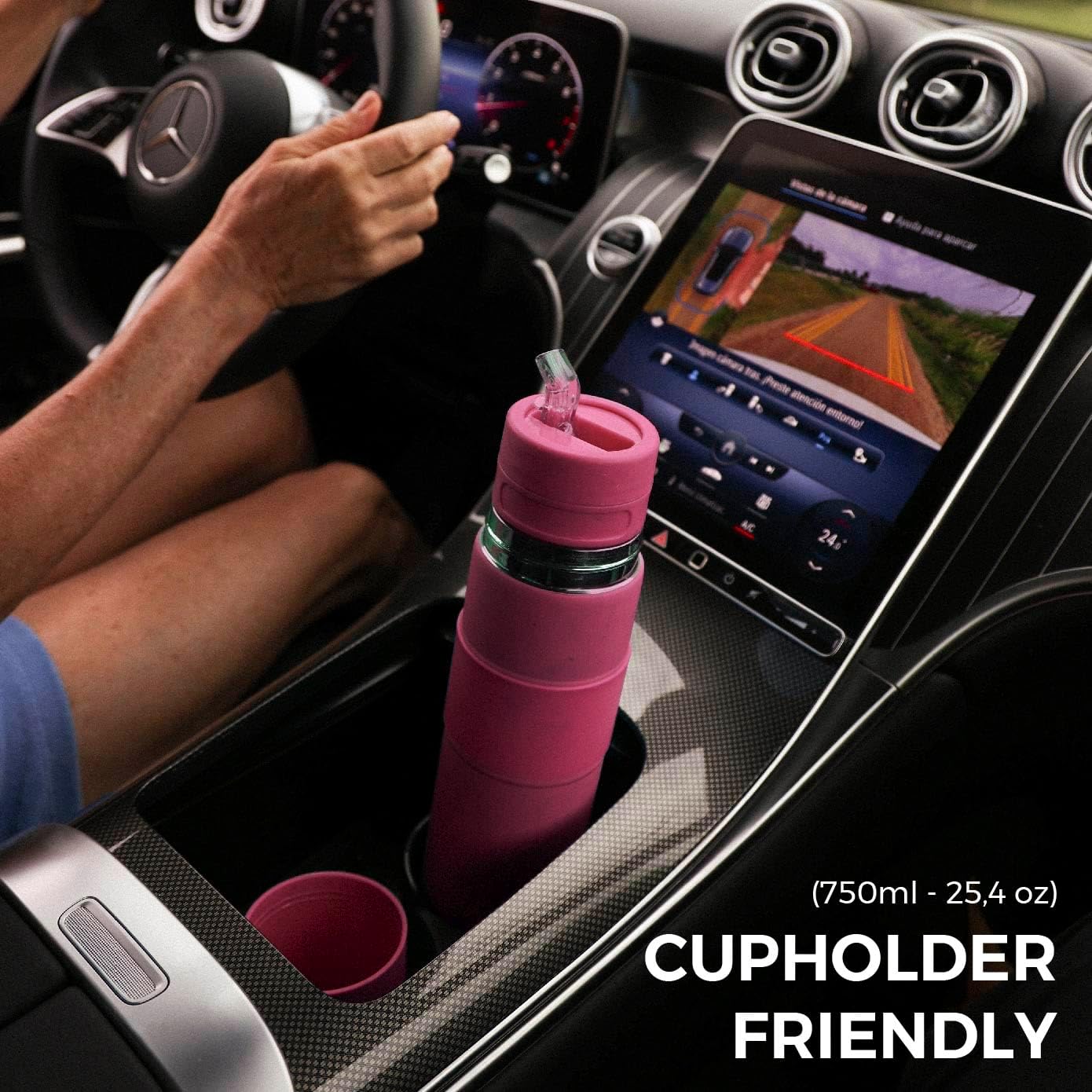 Thermobehälter mit Mate Cup und Bombilla, Fuchsia