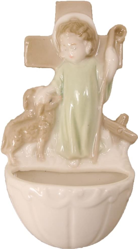 Heiligenfigur Weihwasserkessel Guter Hirte