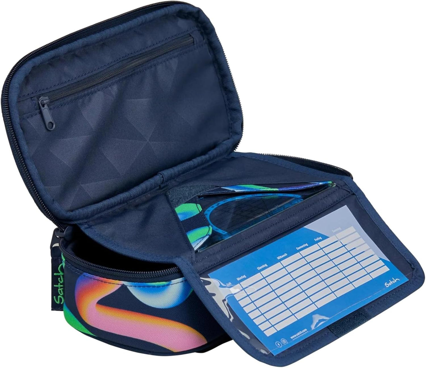Grosse Schlamperbox mit Stiftehalter, Crazy Twist - Dunkelblau