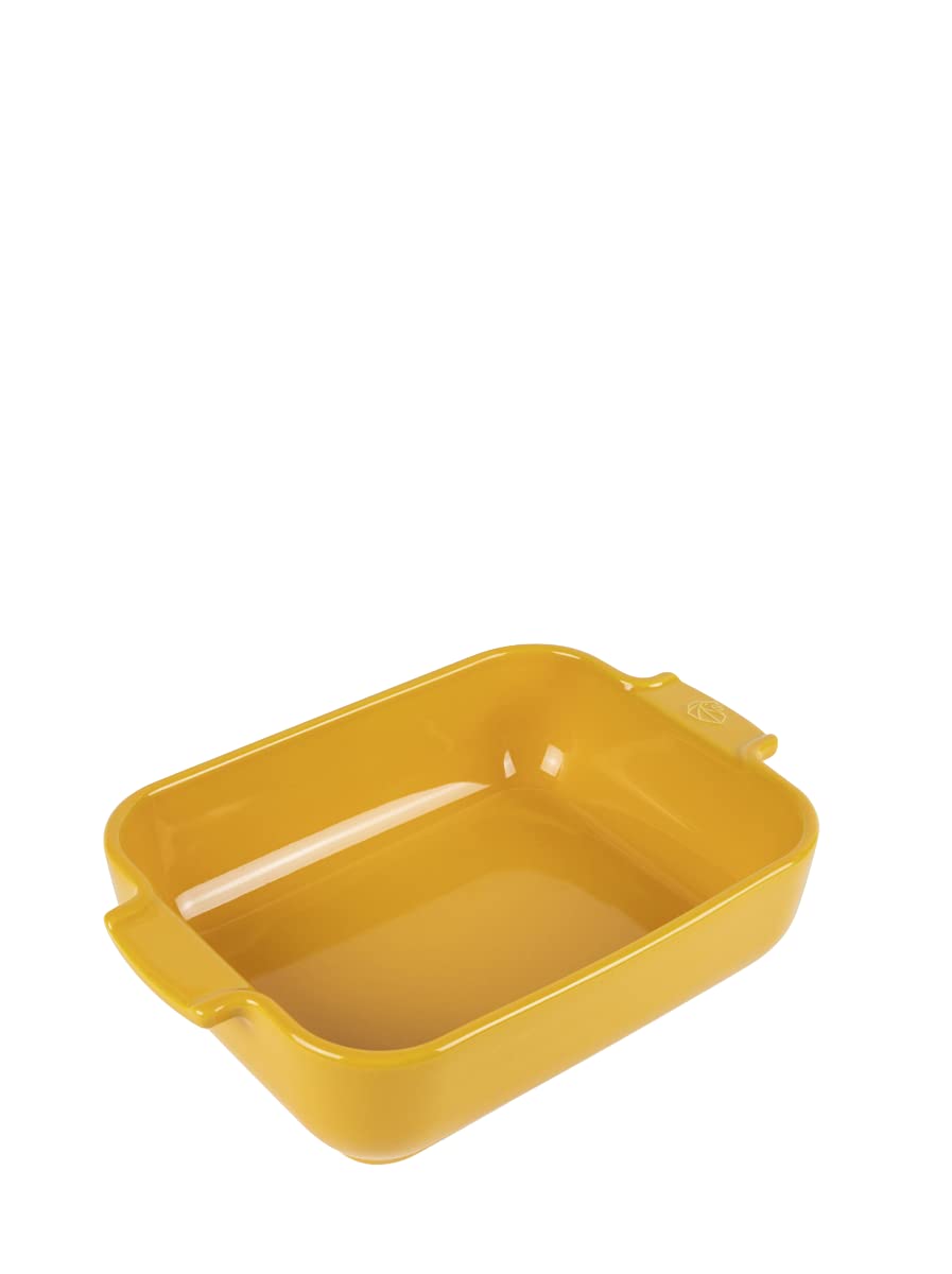 Rechteckige Auflaufform aus Keramik, 25 cm Safran