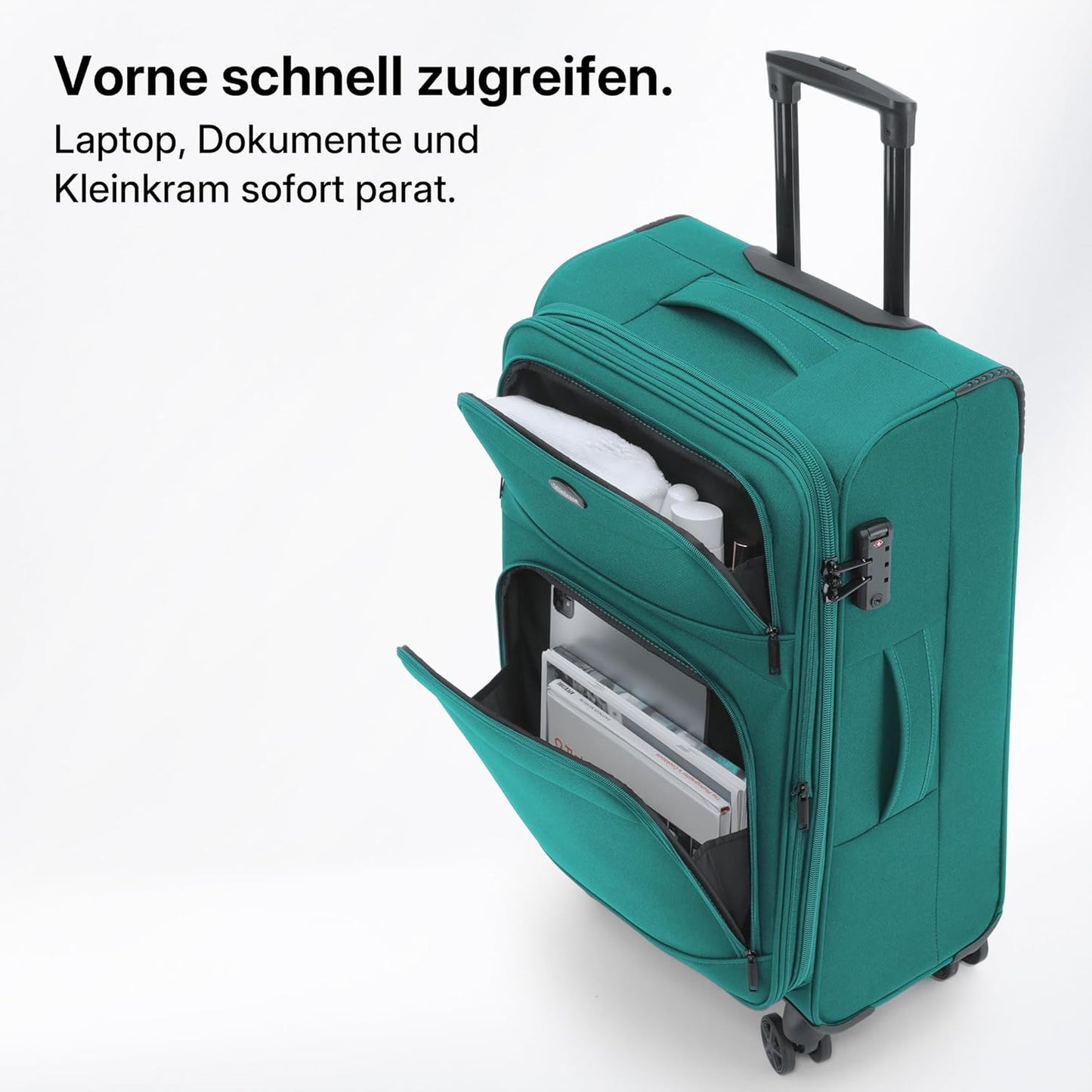 Stoffkoffer-Set erweiterbar mit TSA-Schloss (3-teilig), Türkis Kofferset (3-teilig) erweiterbar