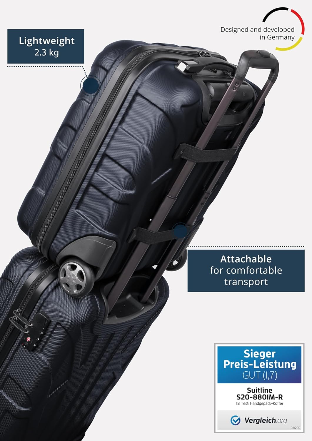 2er Trolley Koffer-Set, Dunkelblau 2er Set XS+M