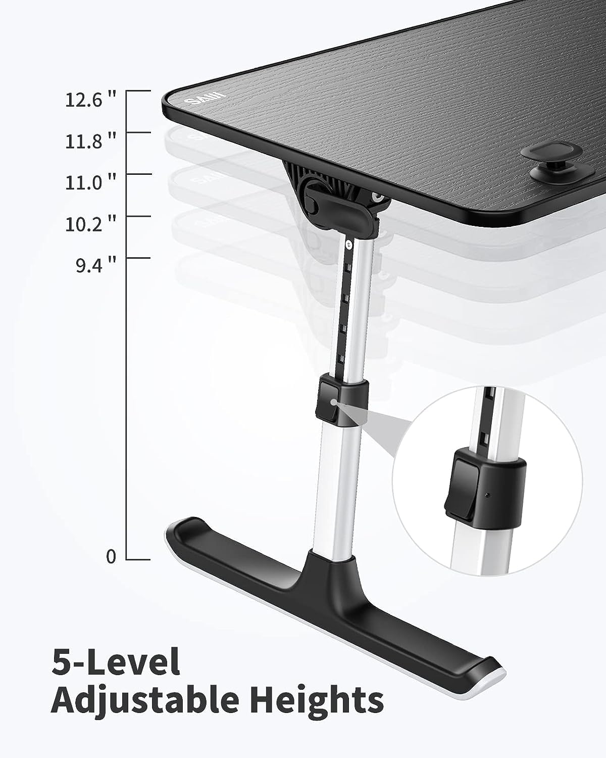 Höhenverstellbarer Lapdesk, Schwarz 52*30 cm