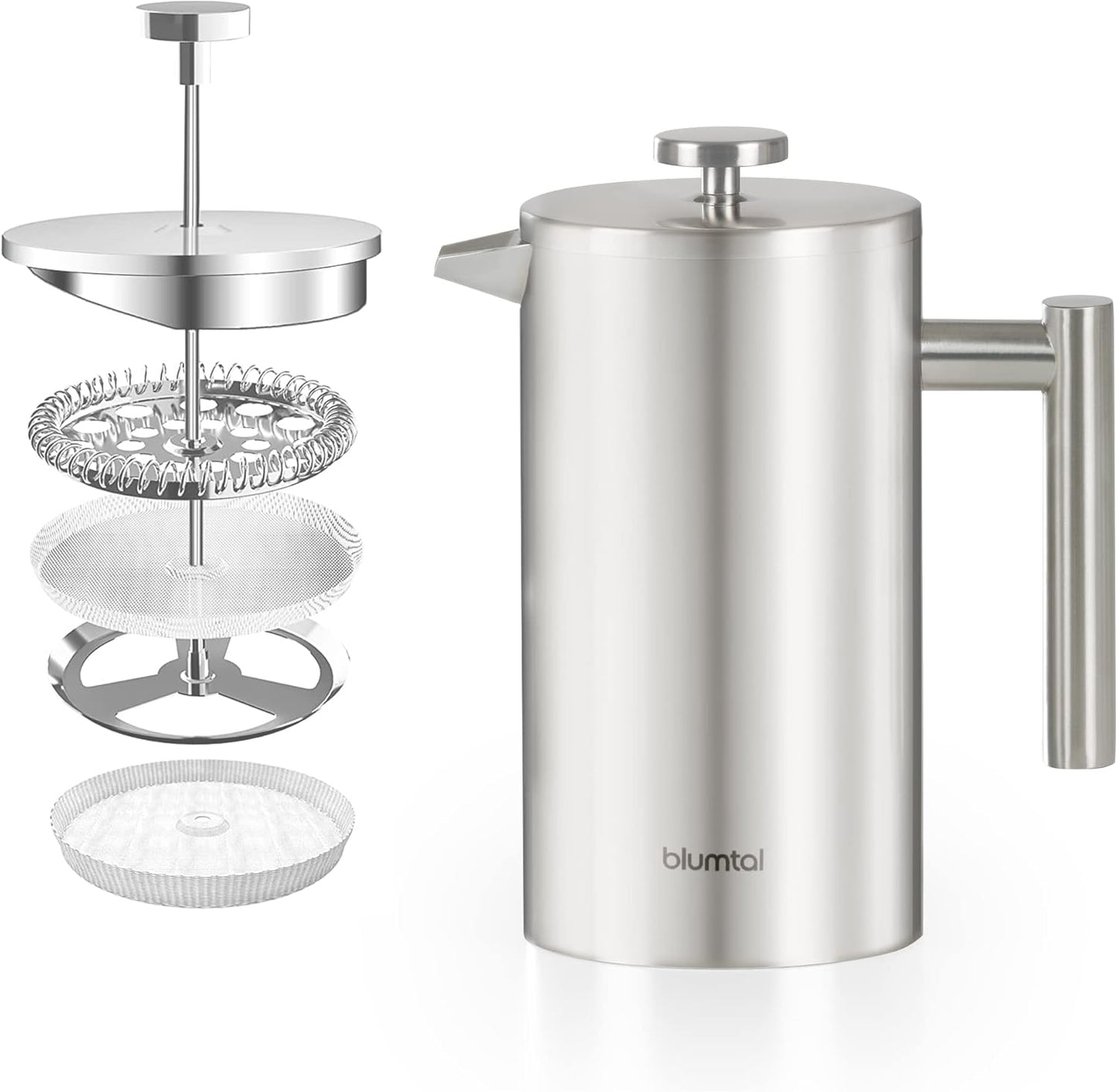 French Press Kaffeebereiter 600 ml, Edelstahl, Kaffee: 600ml
