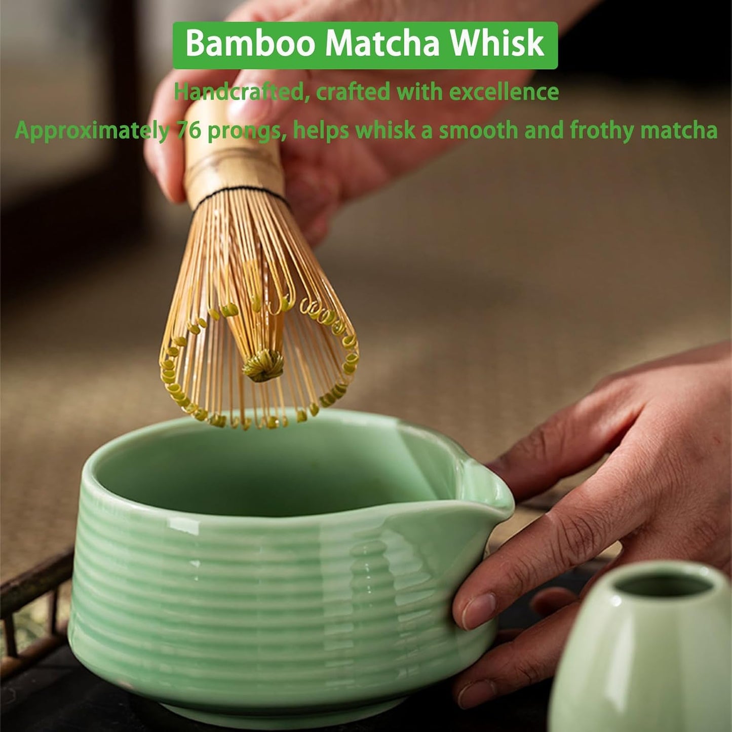 4-teiliges Matcha-Teezeremonie-Set, Mintgrün
