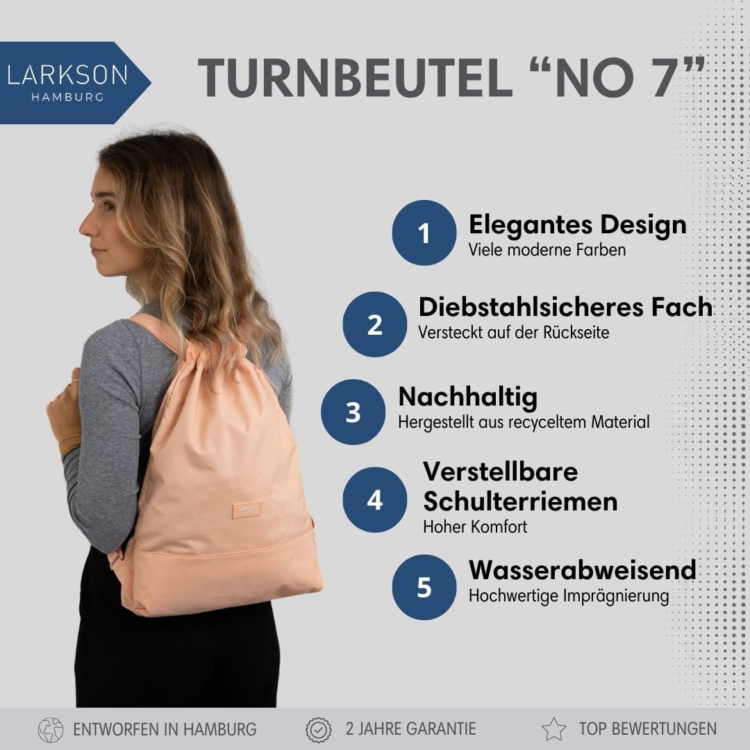 Turnbeutel No 7 mit Aussentasche, Peach