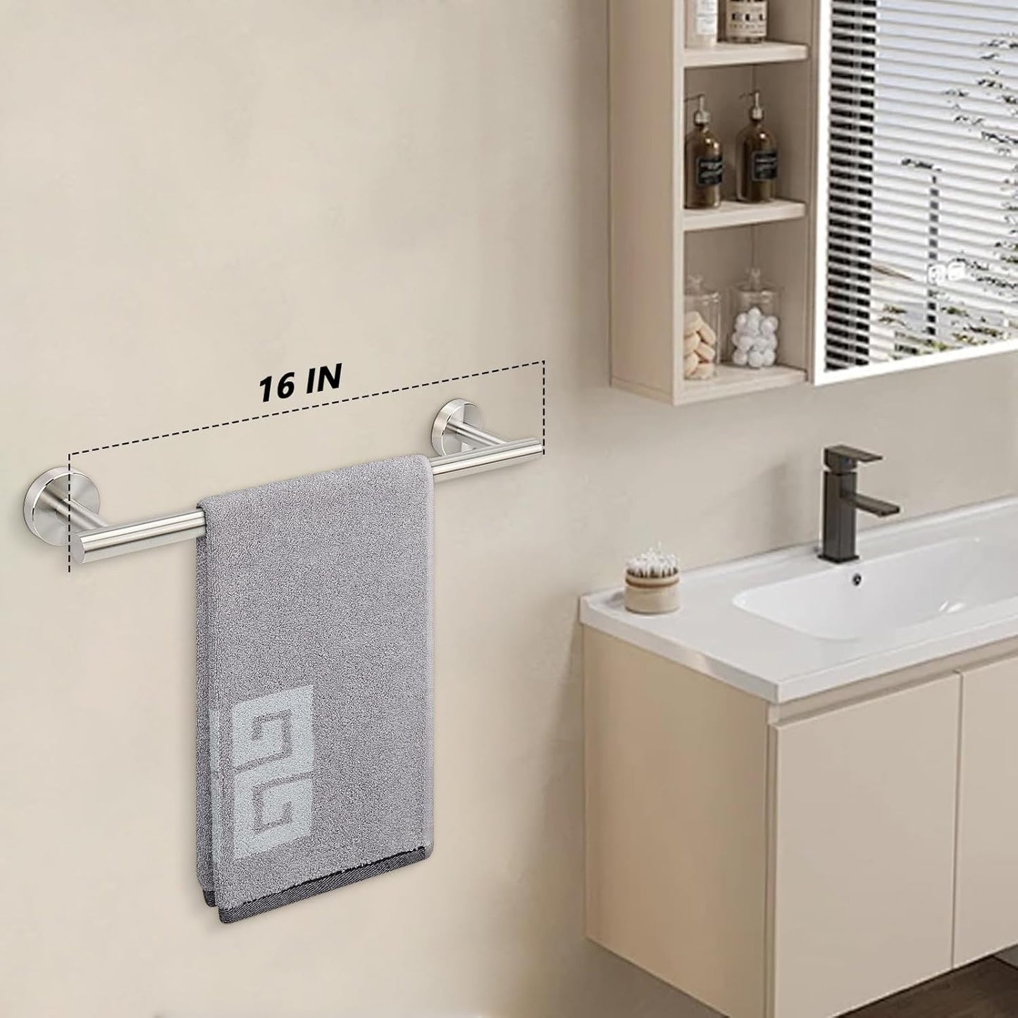 Badezimmer-Handtuchstange zur Wandmontage, 1 Packung 16 Inch Gebürstetes Nickel