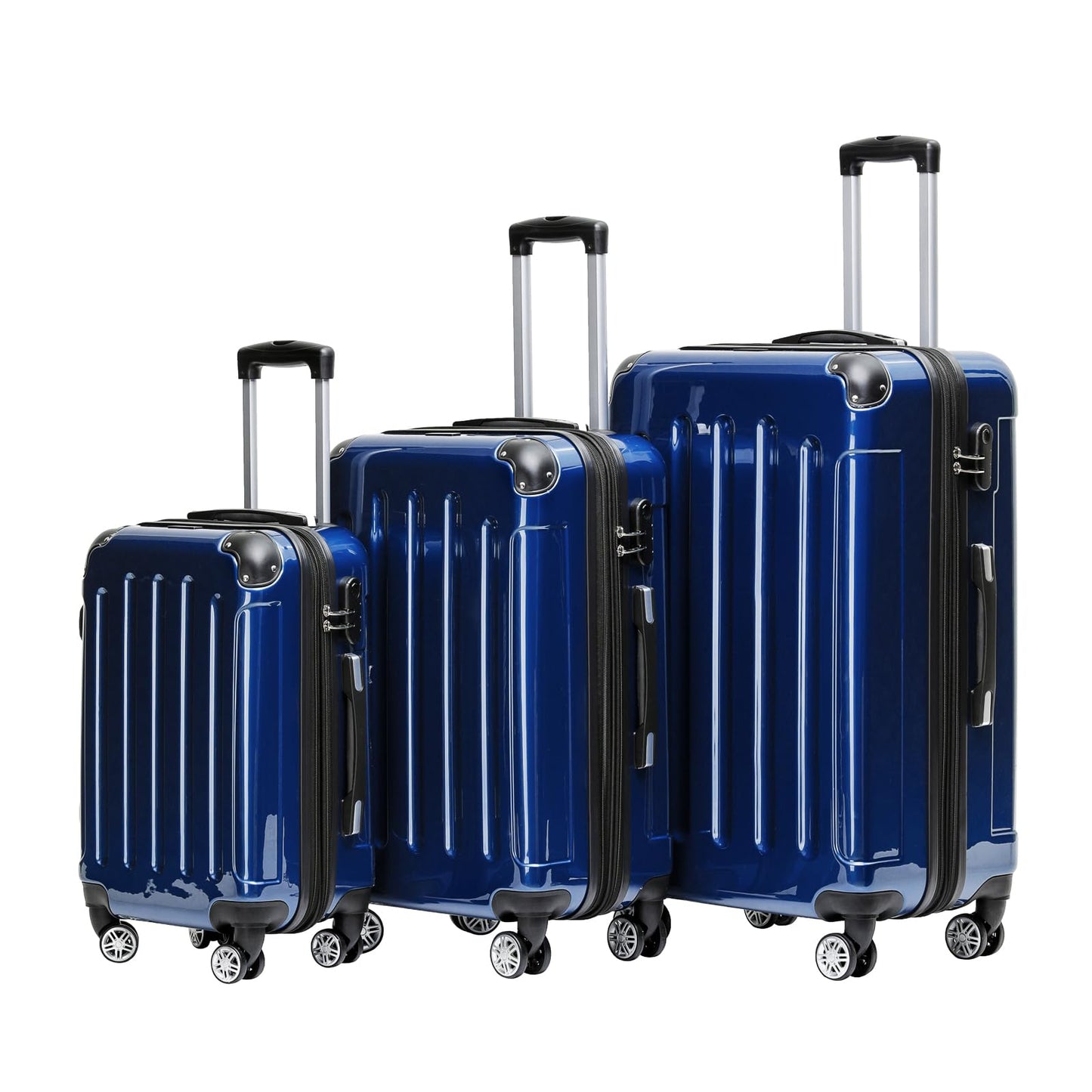 3-teiliges Reisekoffer-Set, Blau Set