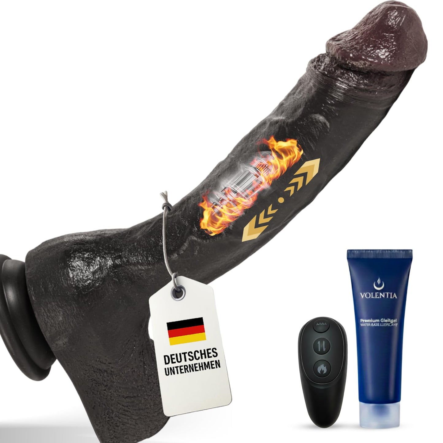 Realistischer XXL Vibrator mit Wärmfunktion, Dunkelbraun