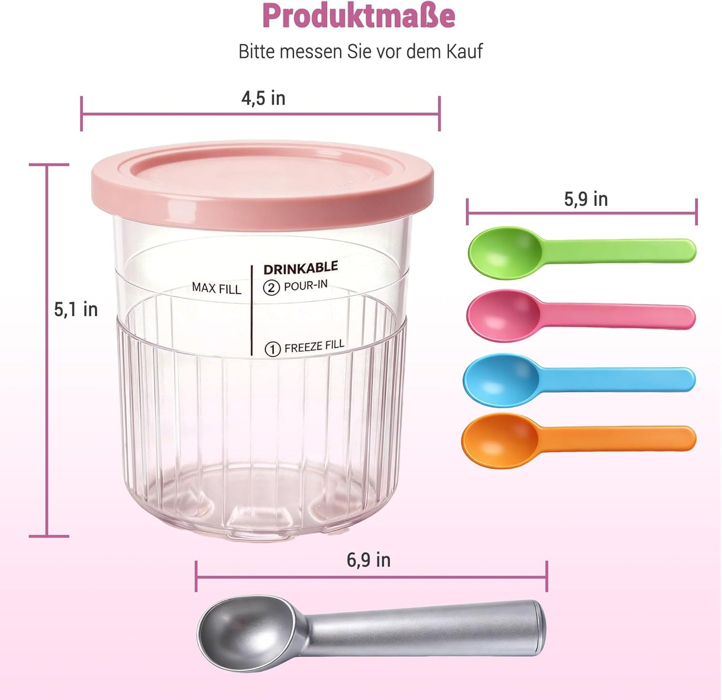 Behälter-Set für Ninja Creami Deluxe Pints (4 Stück), Nc500