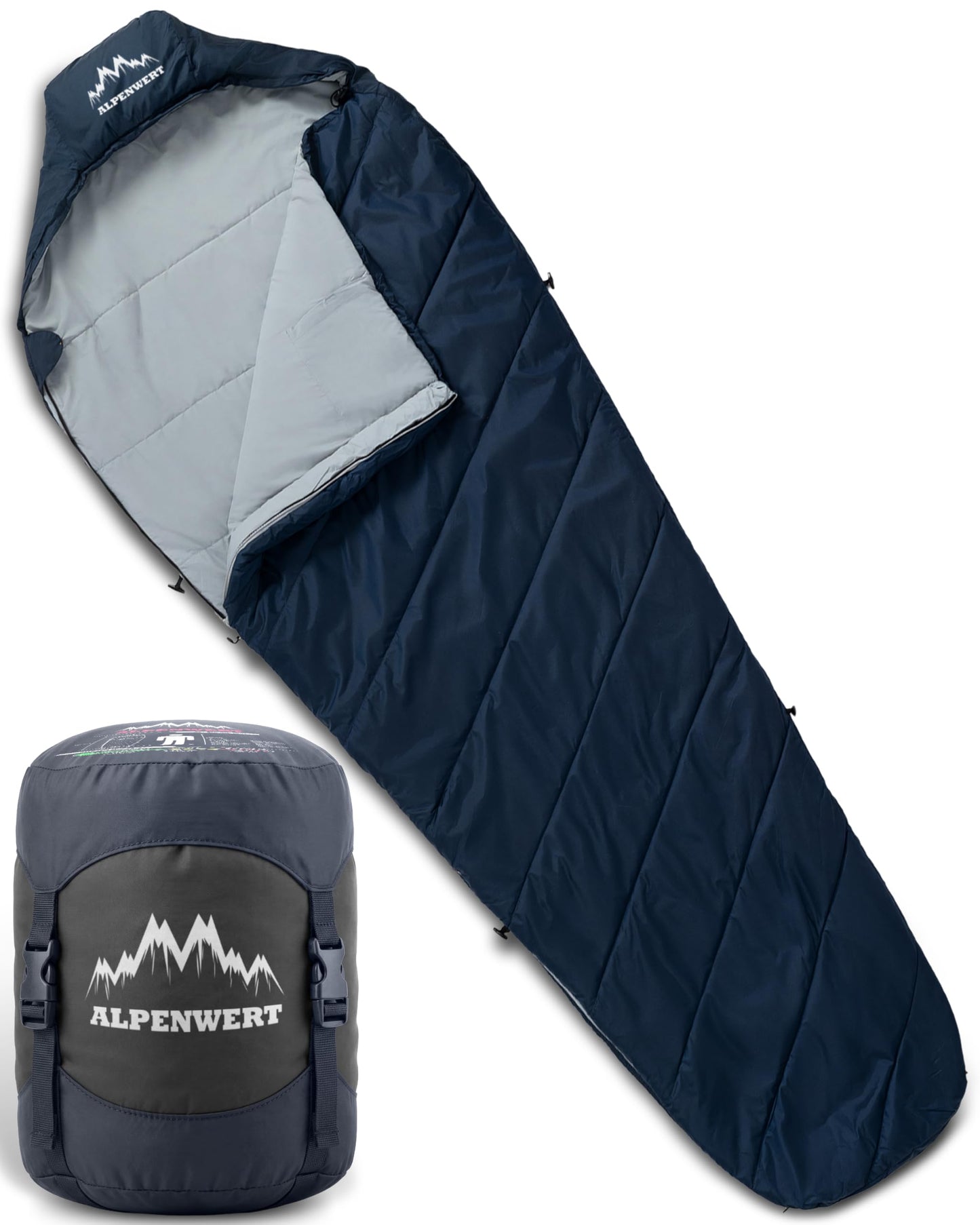 Ultraleichter Sommerschlafsack, Marineblau/ Grau innen