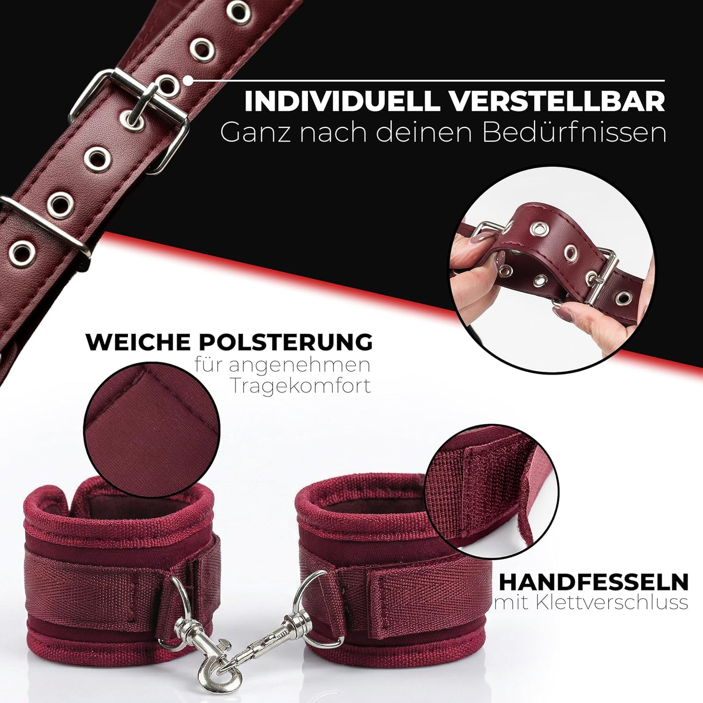 BDSM Bondage-Sexspielzeug-Set für Paare, Rot
