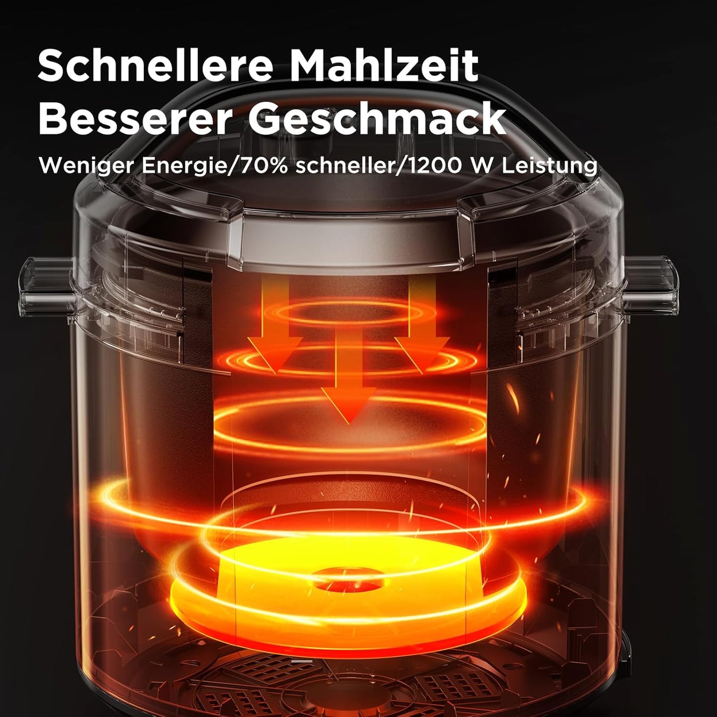 Elektrischer 9-in-1 Multikocher mit 14 Funktionen, 6 Liter ; Schwarz