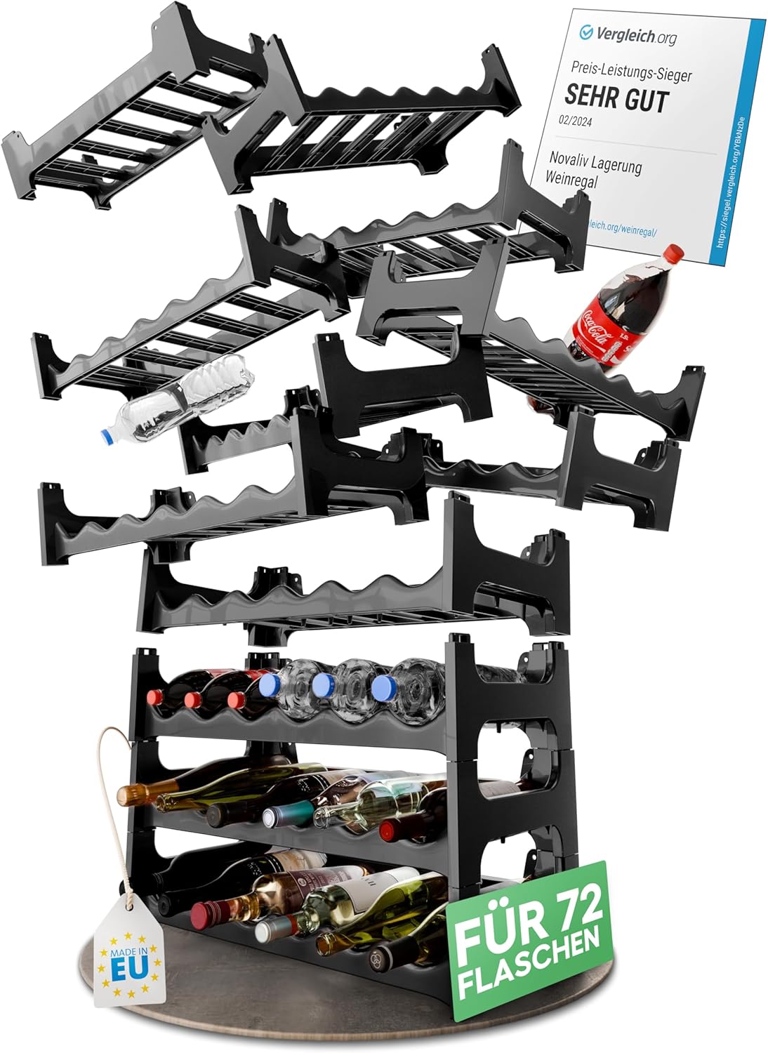 Modulares Weinflaschenregal für 144 Flaschen, für 144 Flaschen