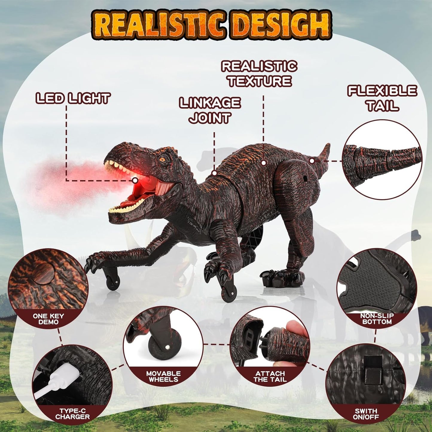 RC Dinosaurier-Roboter mit Sound & Licht