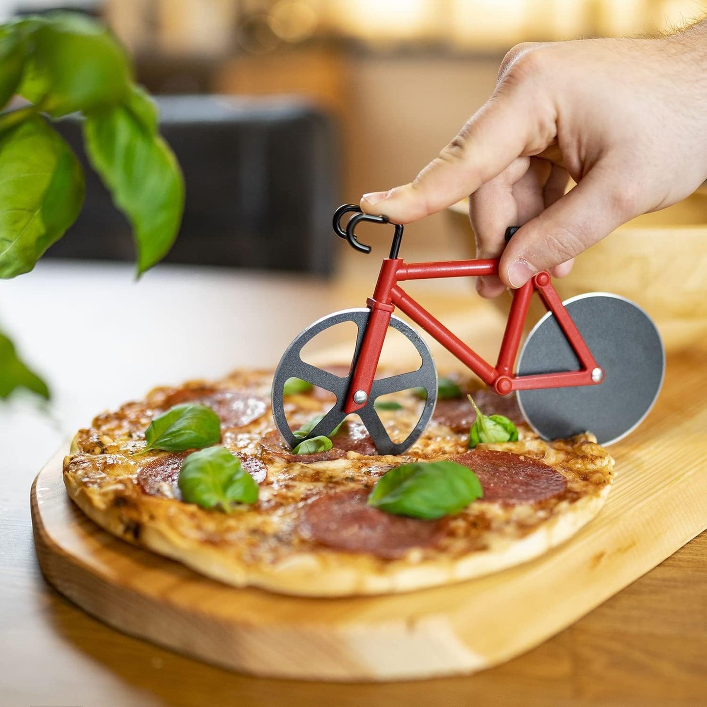 Fahrradkoffer mit Pizzaschneider-Fahrrad, Mit Pizzafahrrad