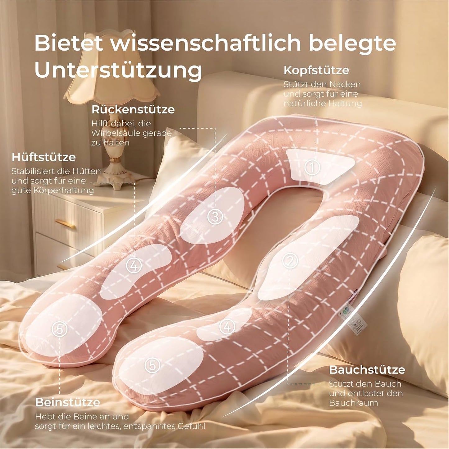 U-Lite Schwangerschaftskissen mit Baumwollbezug, Gestrickte Baumwolle-rosa