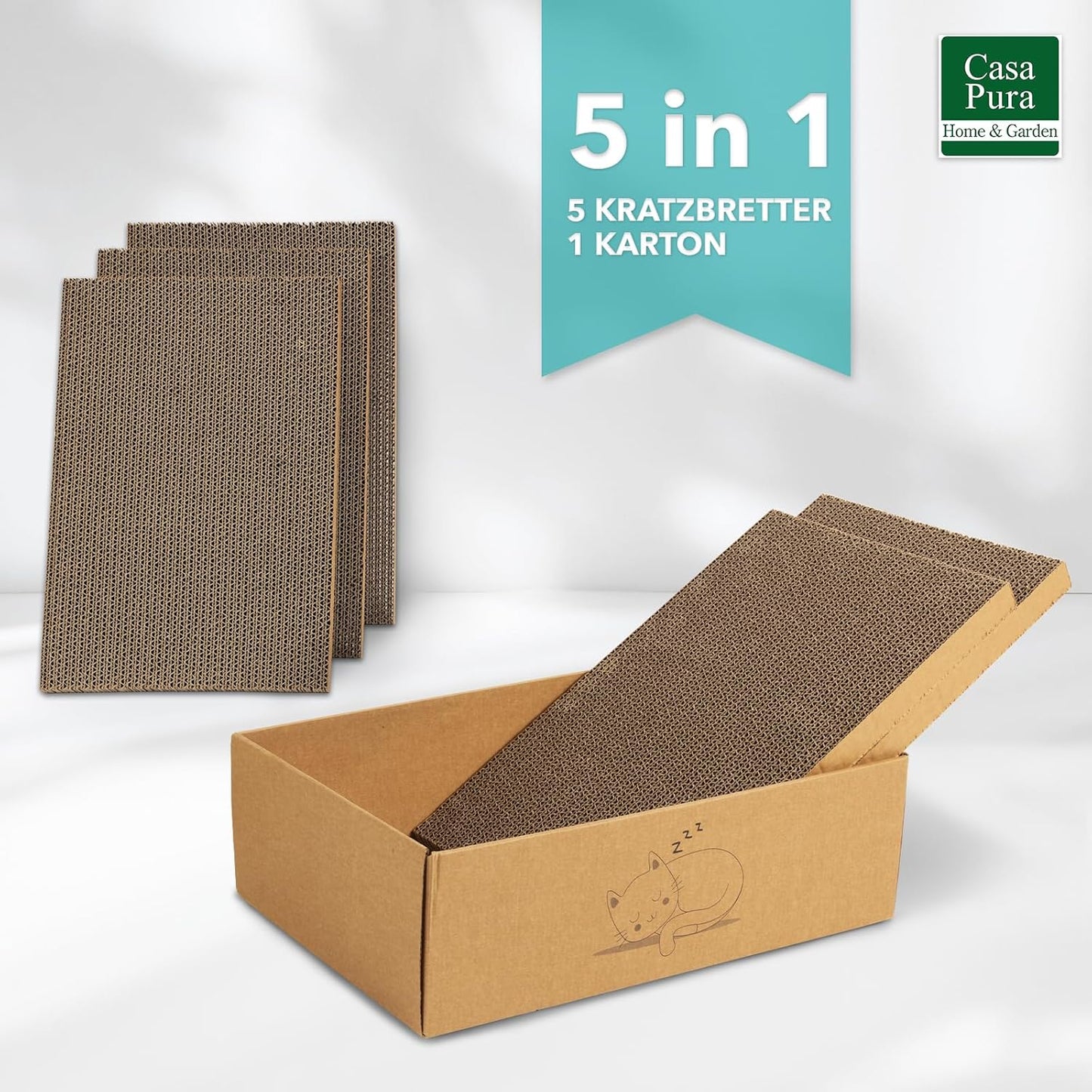 Katzenkratzbox mit 5 Kratzbrettern