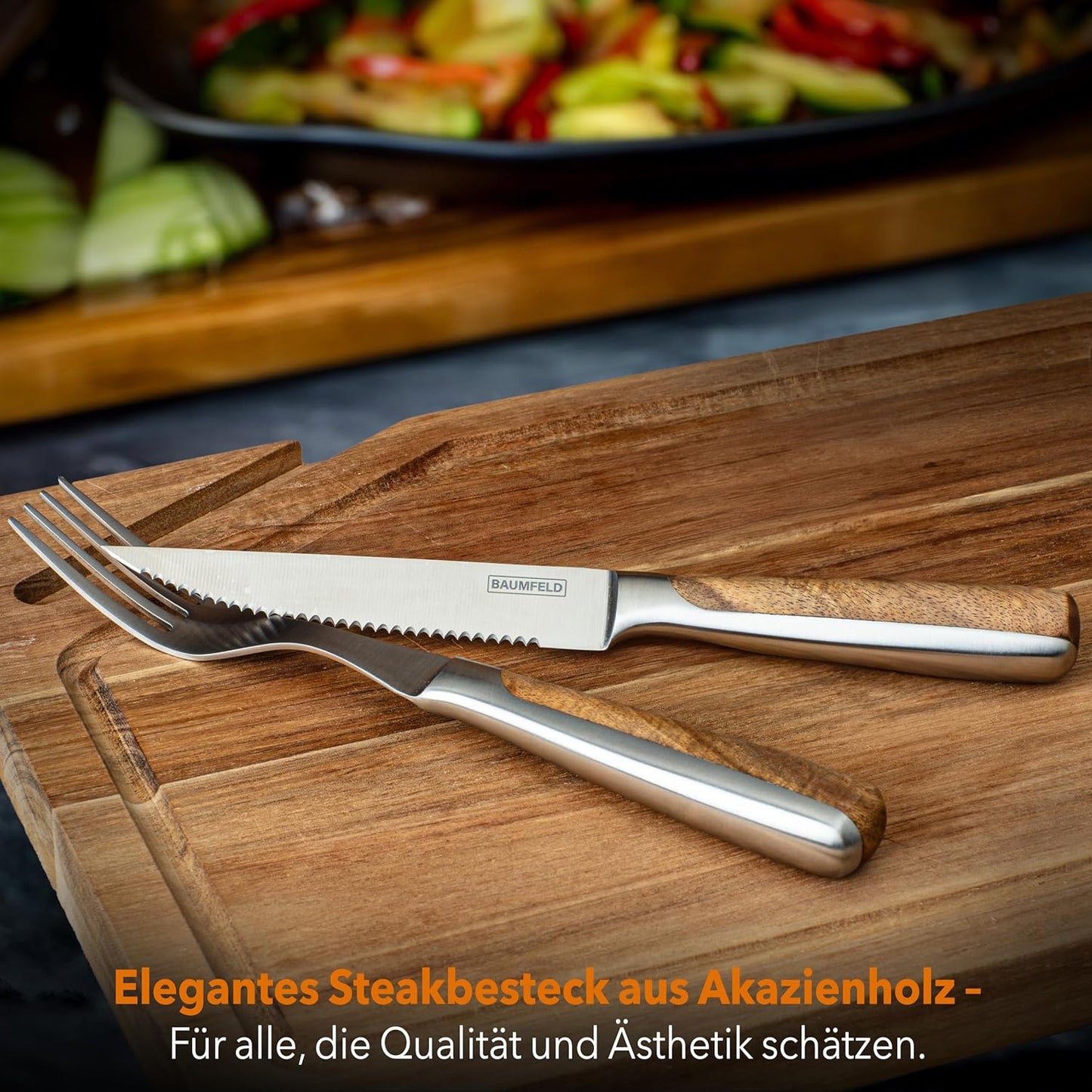 Pizza- und Steakbesteck-Set, 4 teilig Edelstahl