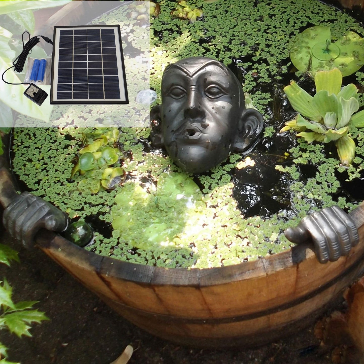 Wasserspeier Gargoyle-Set mit Solarbrunnen (3-teilig)