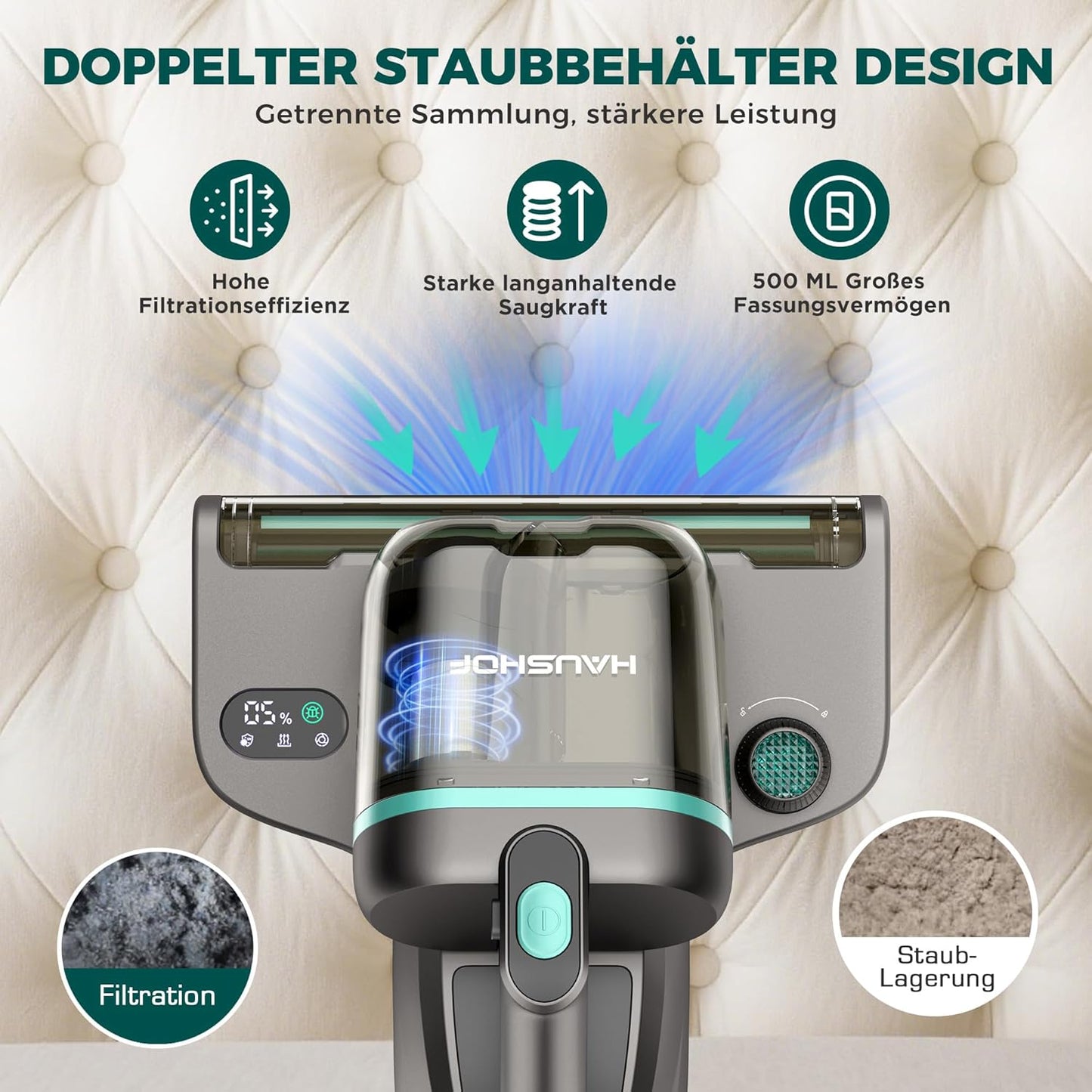 Milbensauger mit UV Licht und Heissluft-Funktion