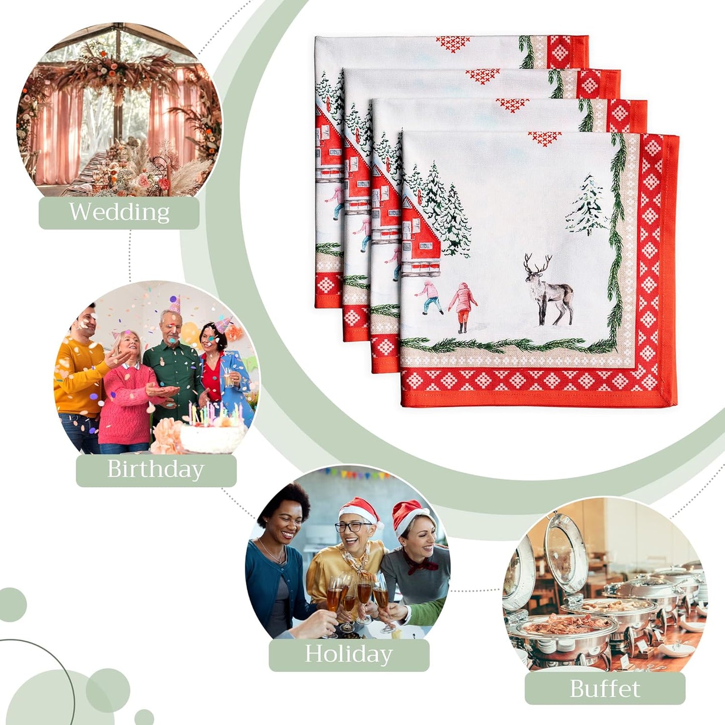 4er-Set Stoffservietten für Weihnachten, 29 - Rural Christmas