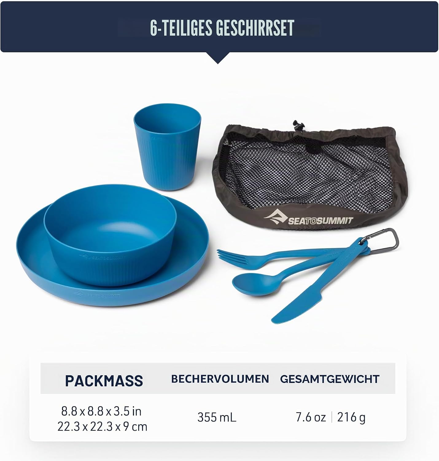 6-teiliges Camping Geschirrset Set, Cendre Blue