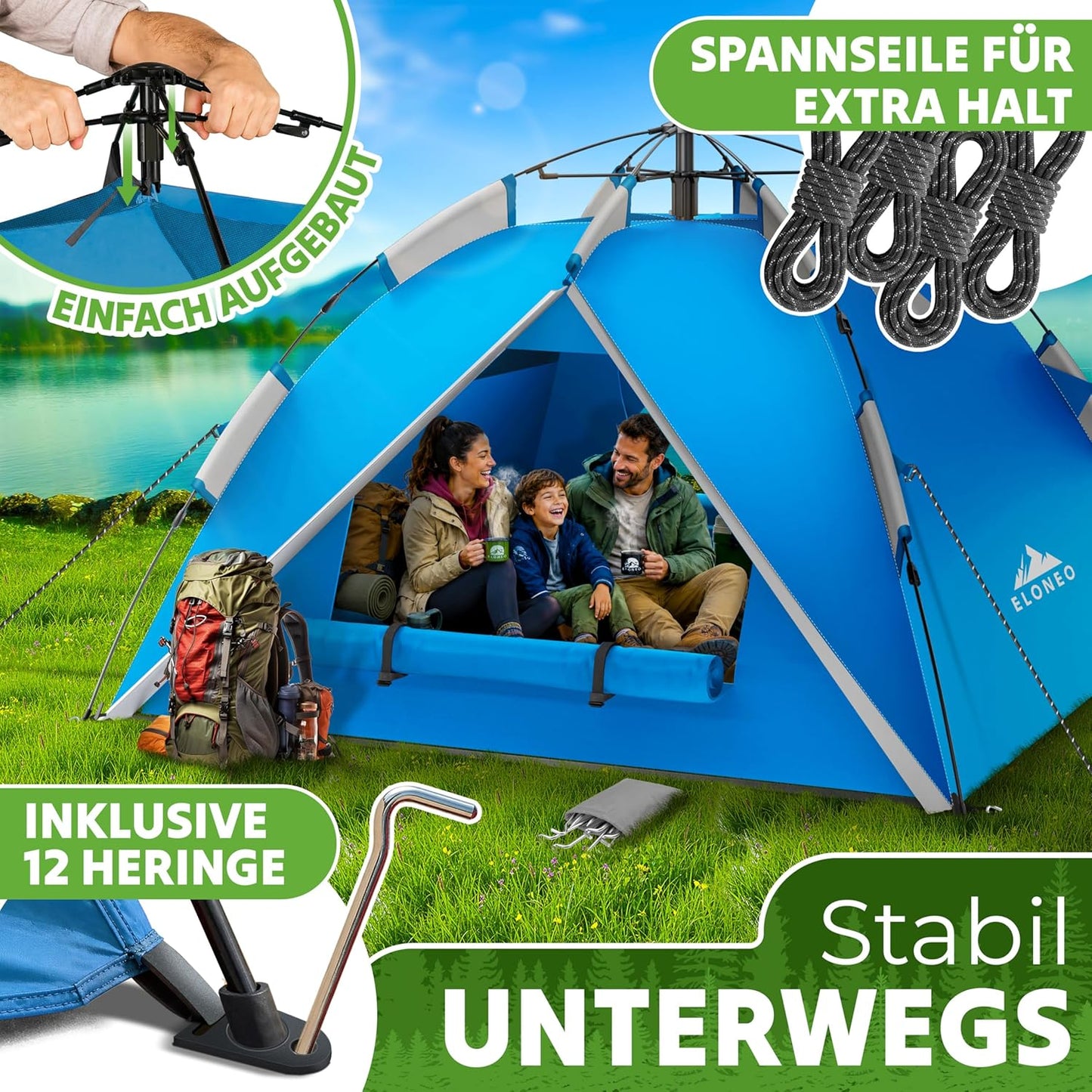 Wurfzelt, Blau