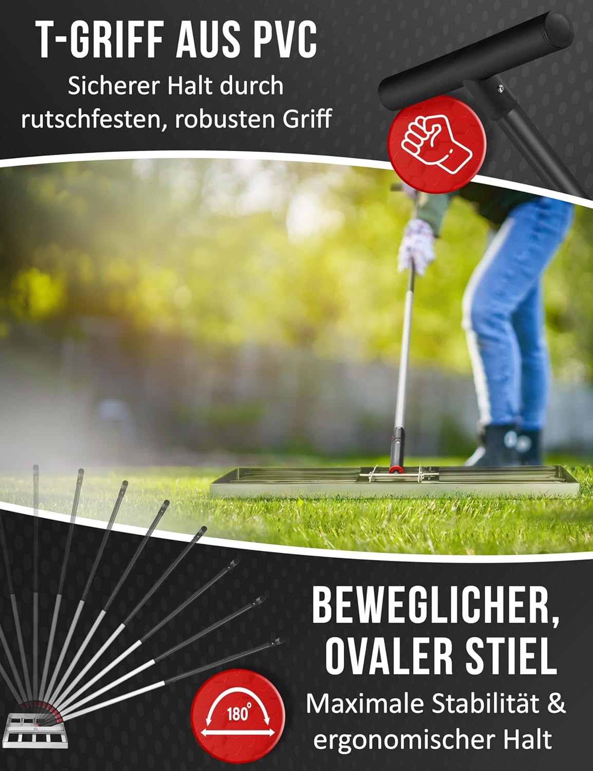 Rasenrakel Edelstahl 75 x 35 cm