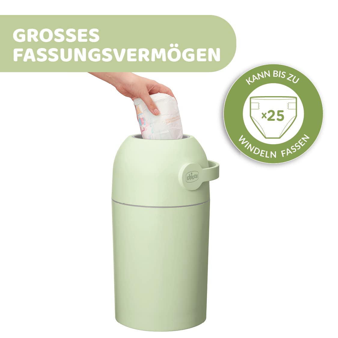 Windeleimer, Grün M - Bis zu 25 Windeln