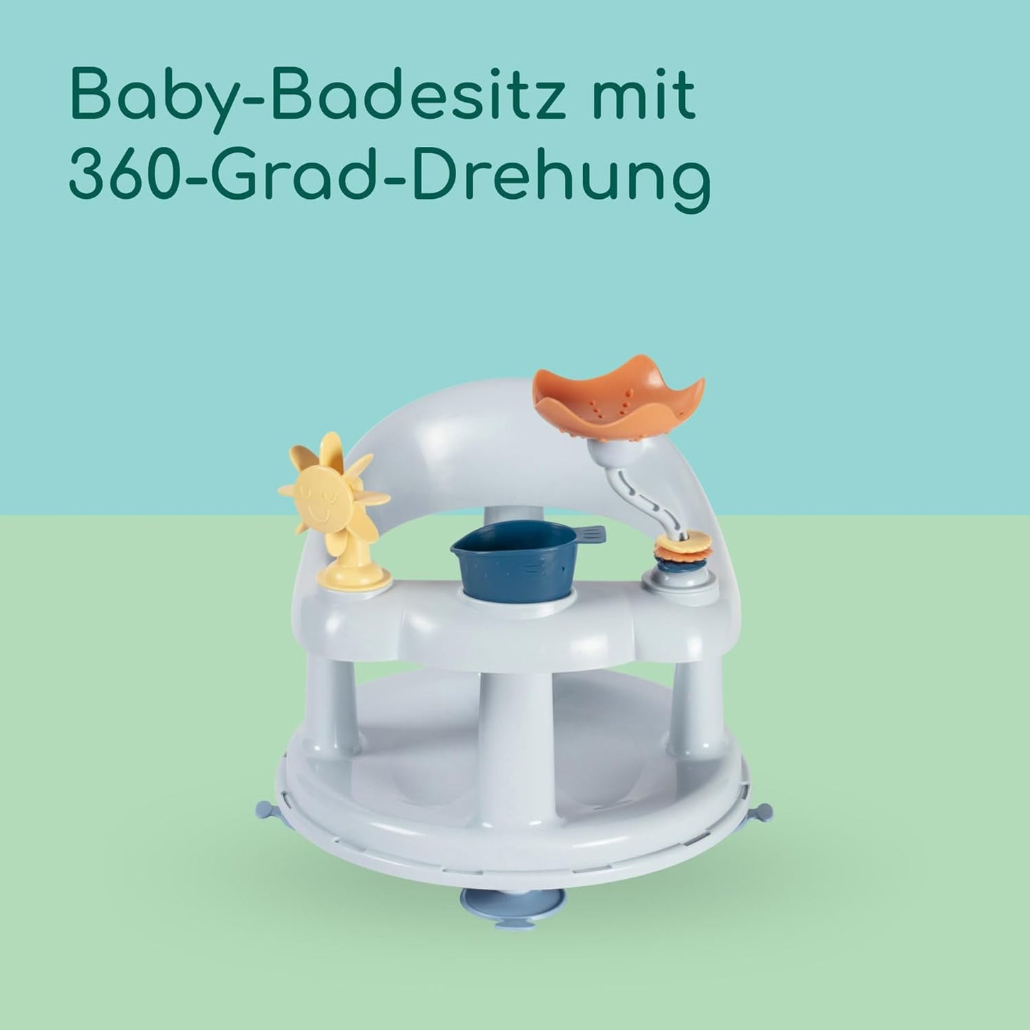 Drehbarer Badewannensitz mit Spieltisch, Verspielter drehbarer Badewannensitz Blau