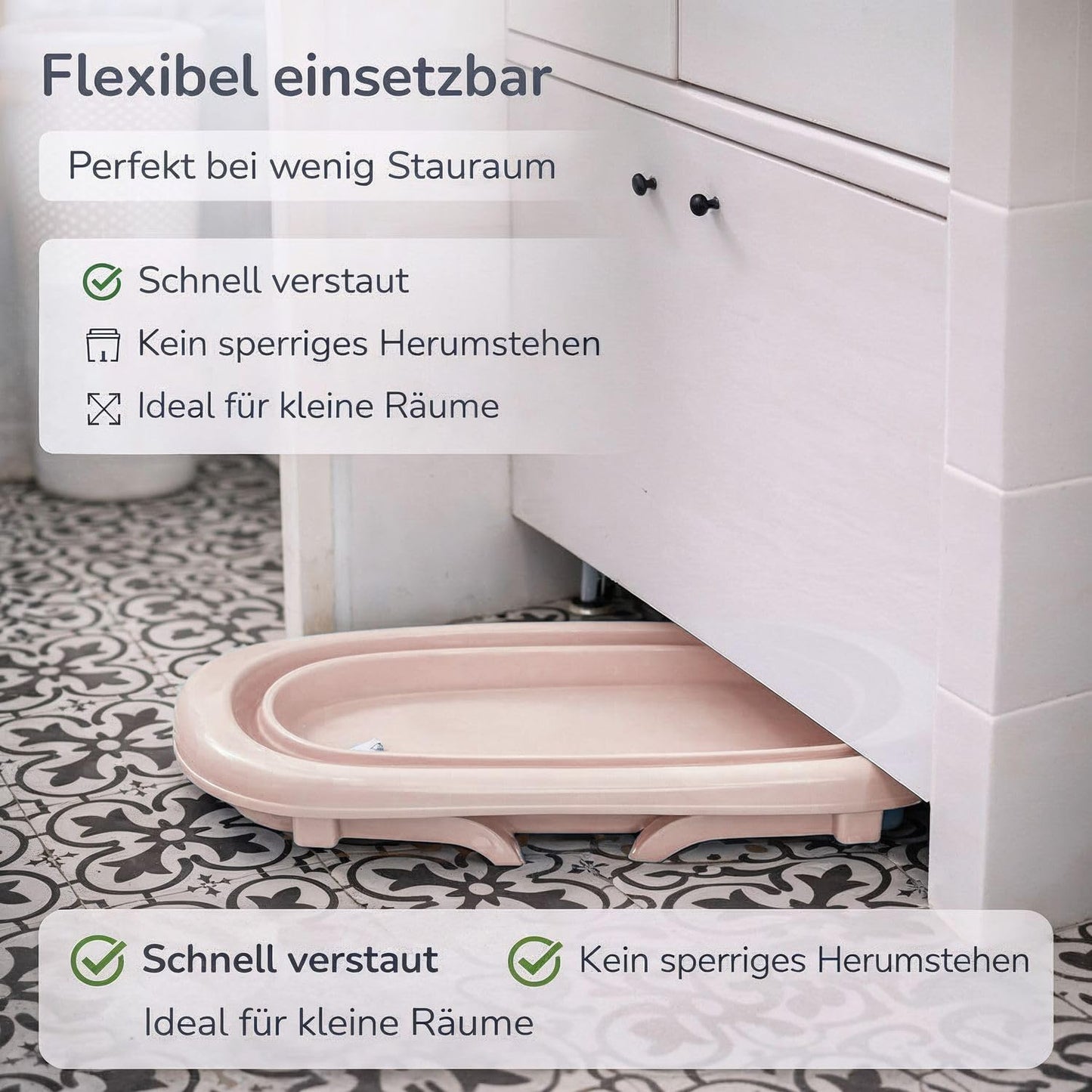 Faltbare Babybadewanne mit Abfluss & Thermometer, Peach Badewanne