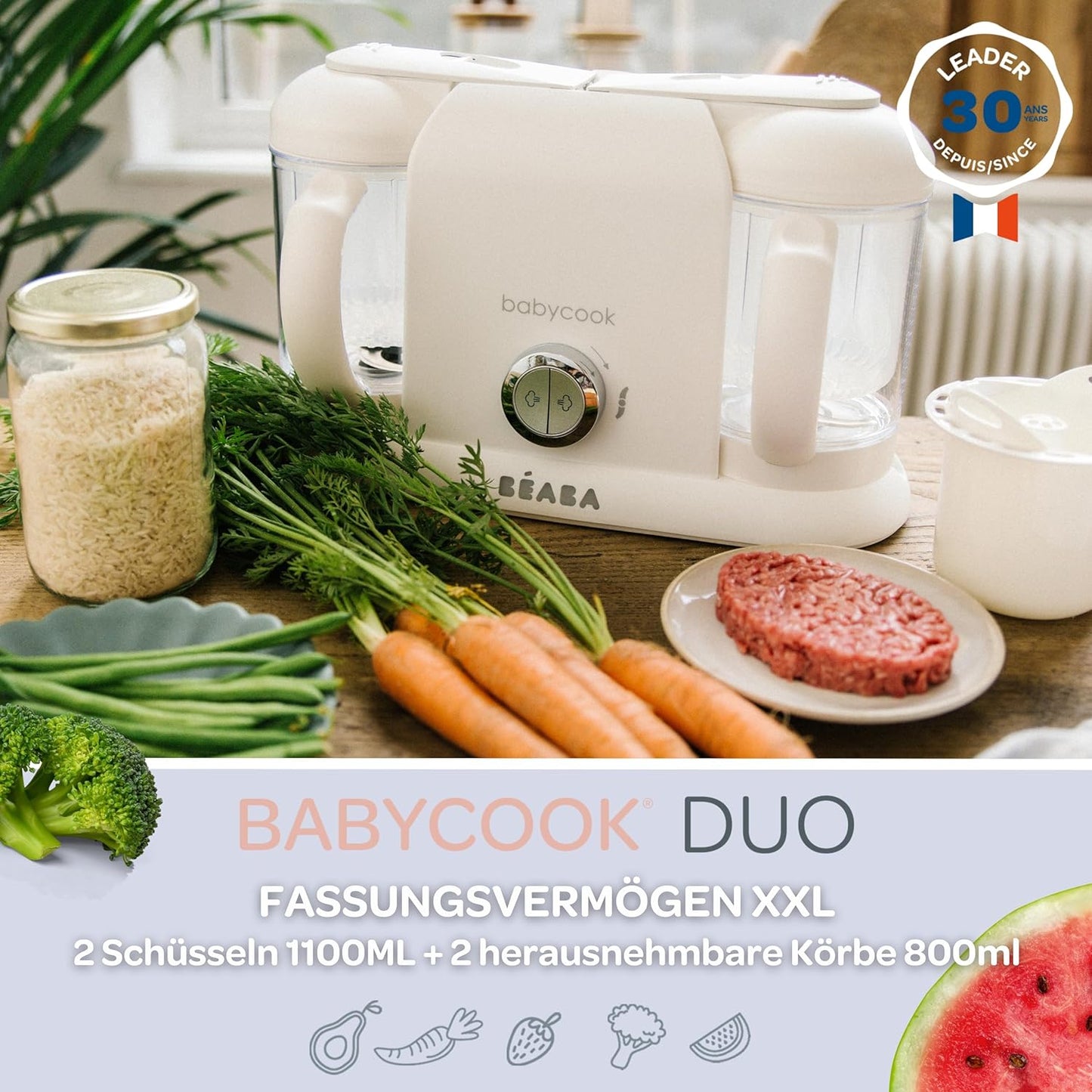 Babycook Duo, Weiss/Silber