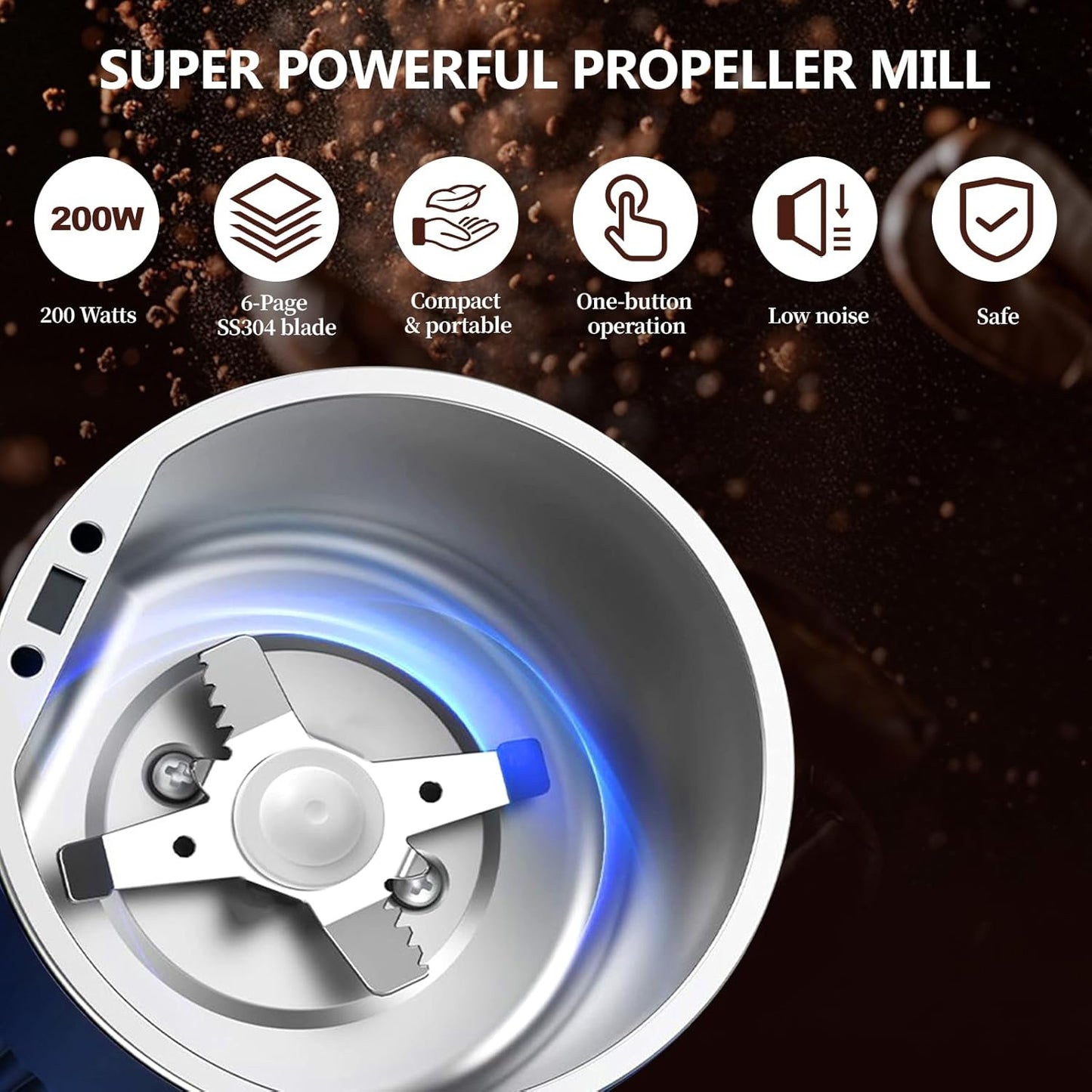 Elektrische Kaffeemühle mit Edelstahlklinge