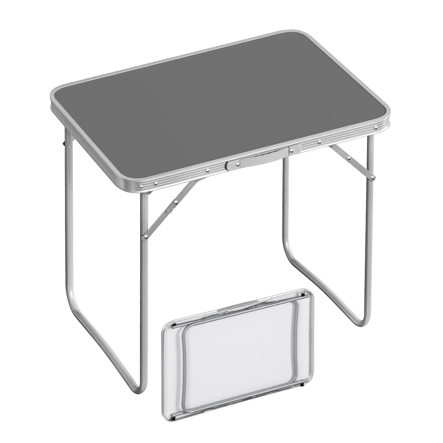 Klapptisch mit Aluminiumrahmen für Camping & Picknick, Grau 70D x 50W x 60H cm