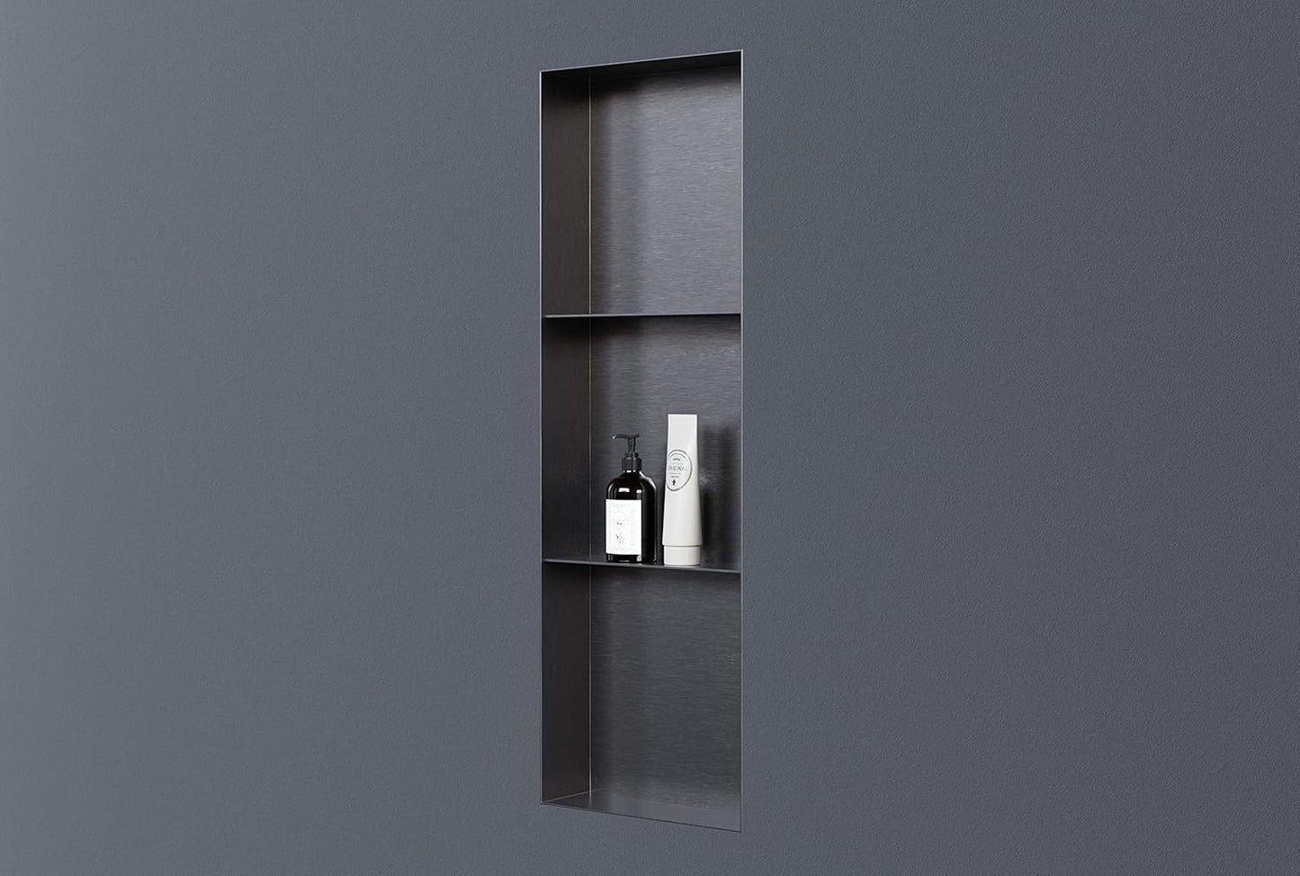 Randlose Wandnische mit Ablagefach, Bronze