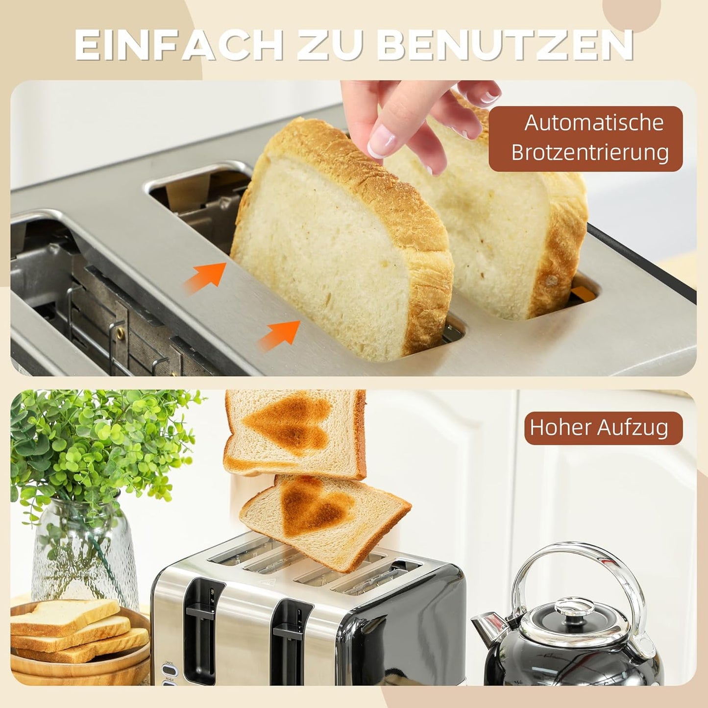 Wasserkocher und Toaster Frühstücksset