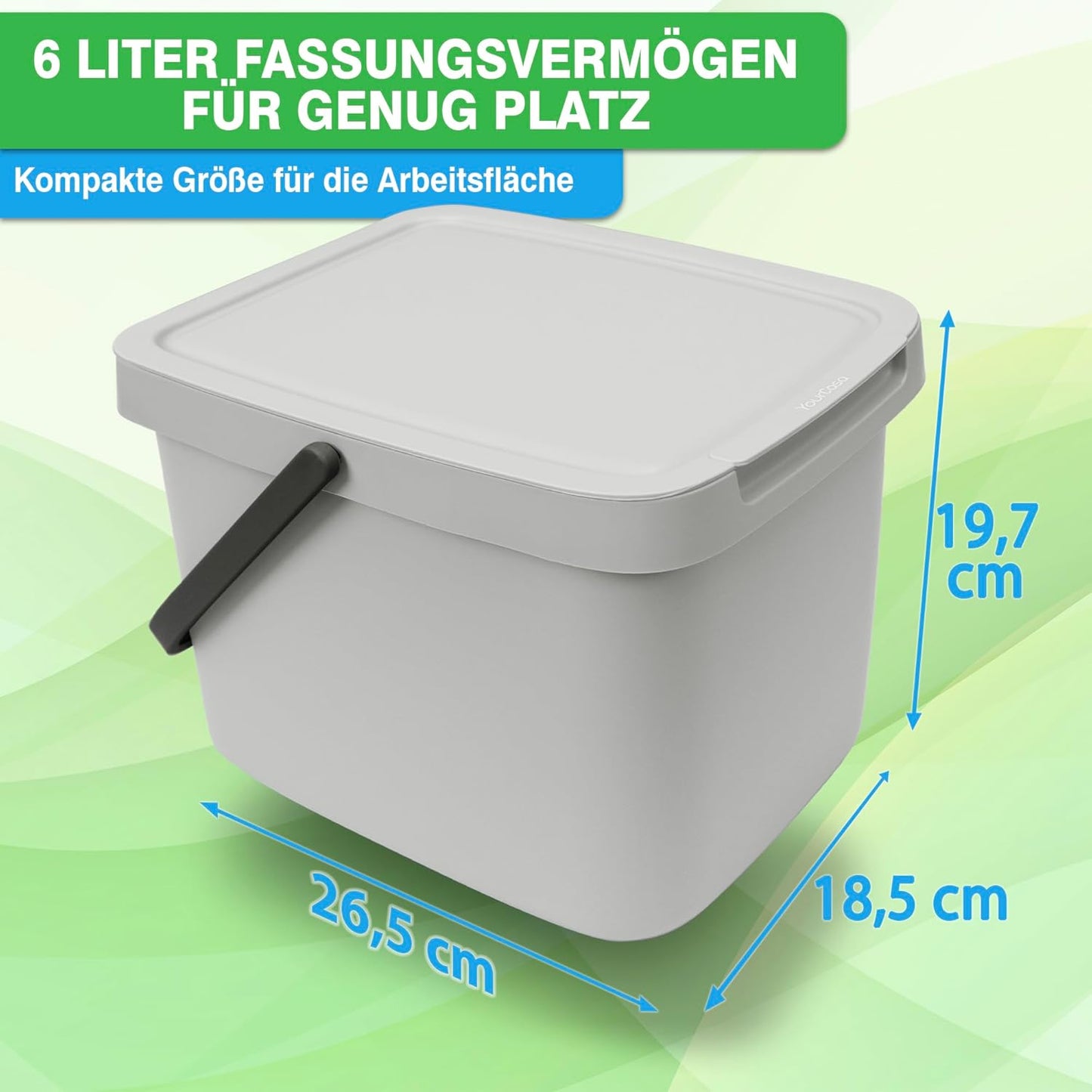Biomülleimer mit Deckel, Grau 1 Stk