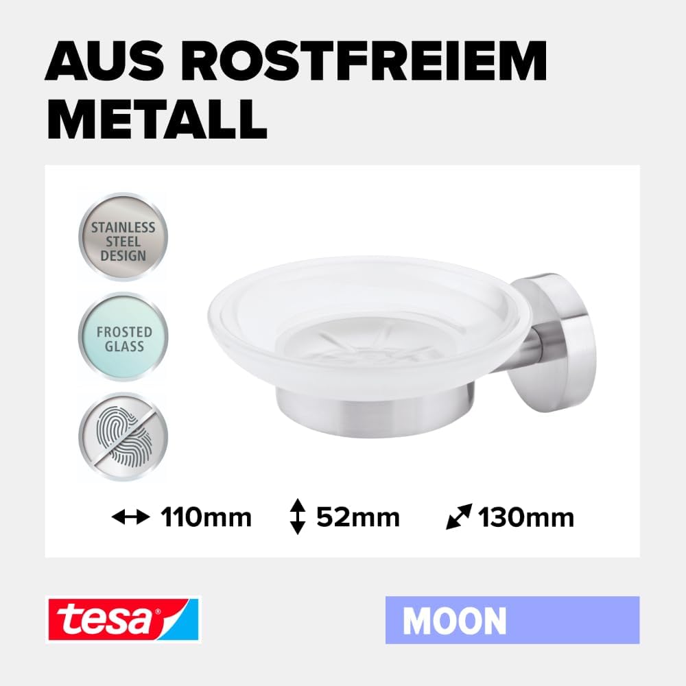 Moon Seifenschale mit Wandhalterung und Klebelösung, Seifenhalter