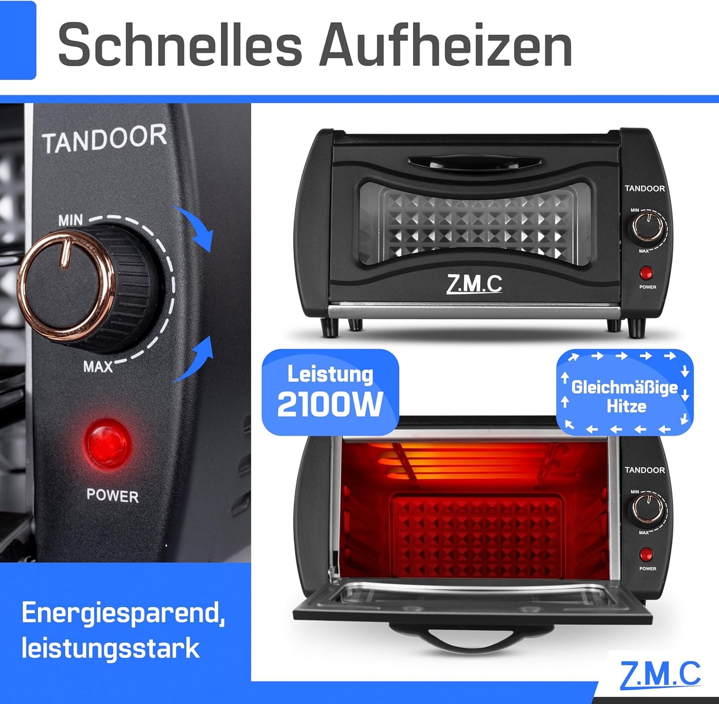 Mini Tandoor/ Minibackofen, 22L, mit Backblech und Grillrost