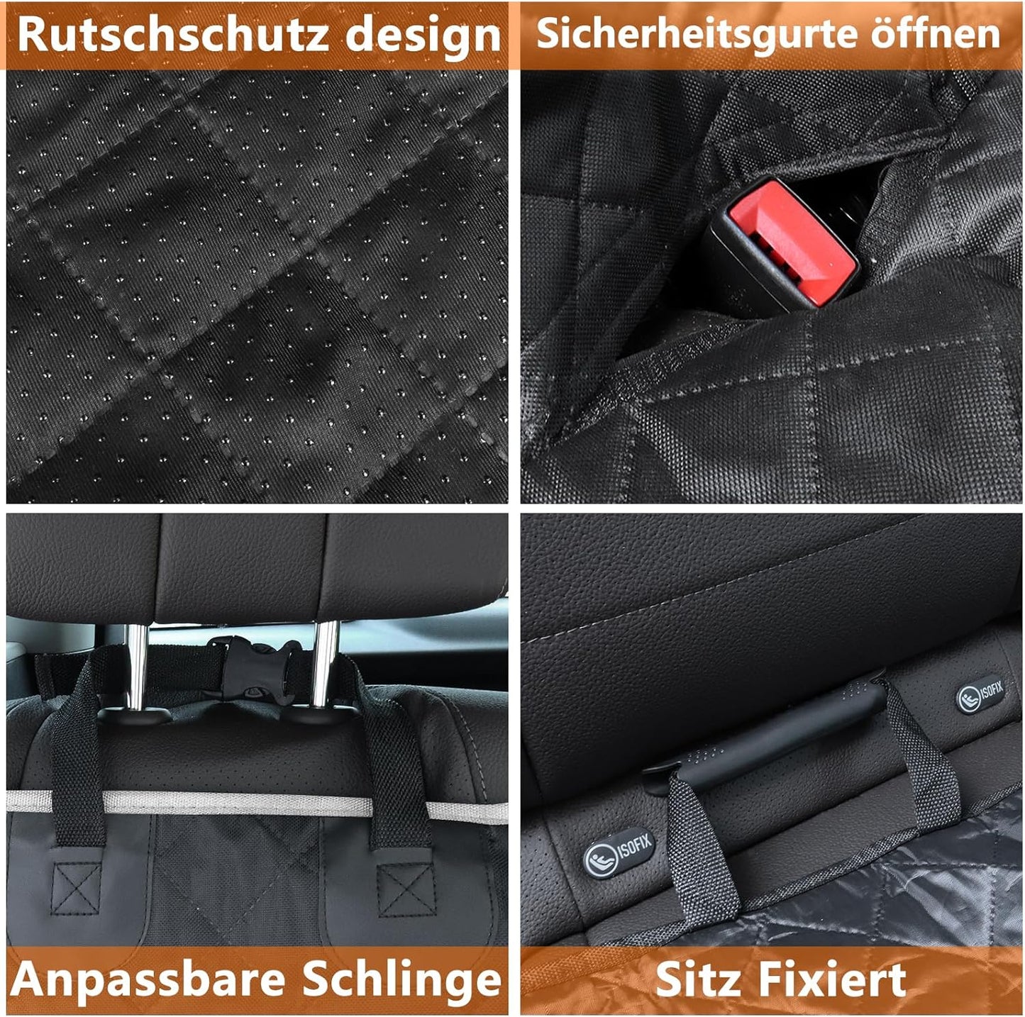 Rutschfeste Hundedecke Autorückbank, Weiss