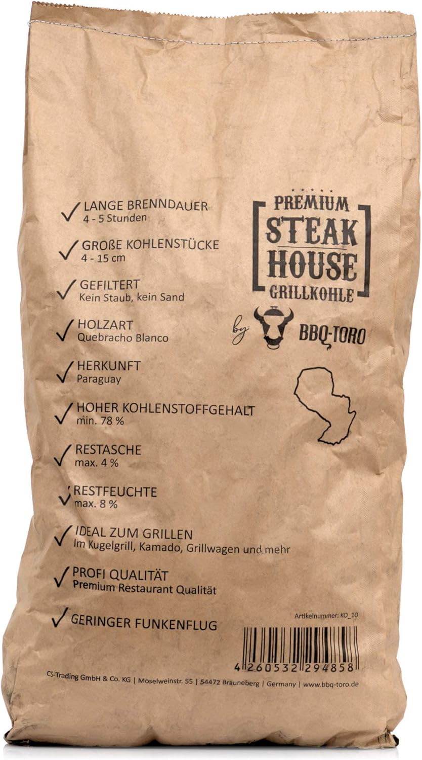 Premium Steakhouse Grillkohle (10 kg), 10.0 Kilogramm