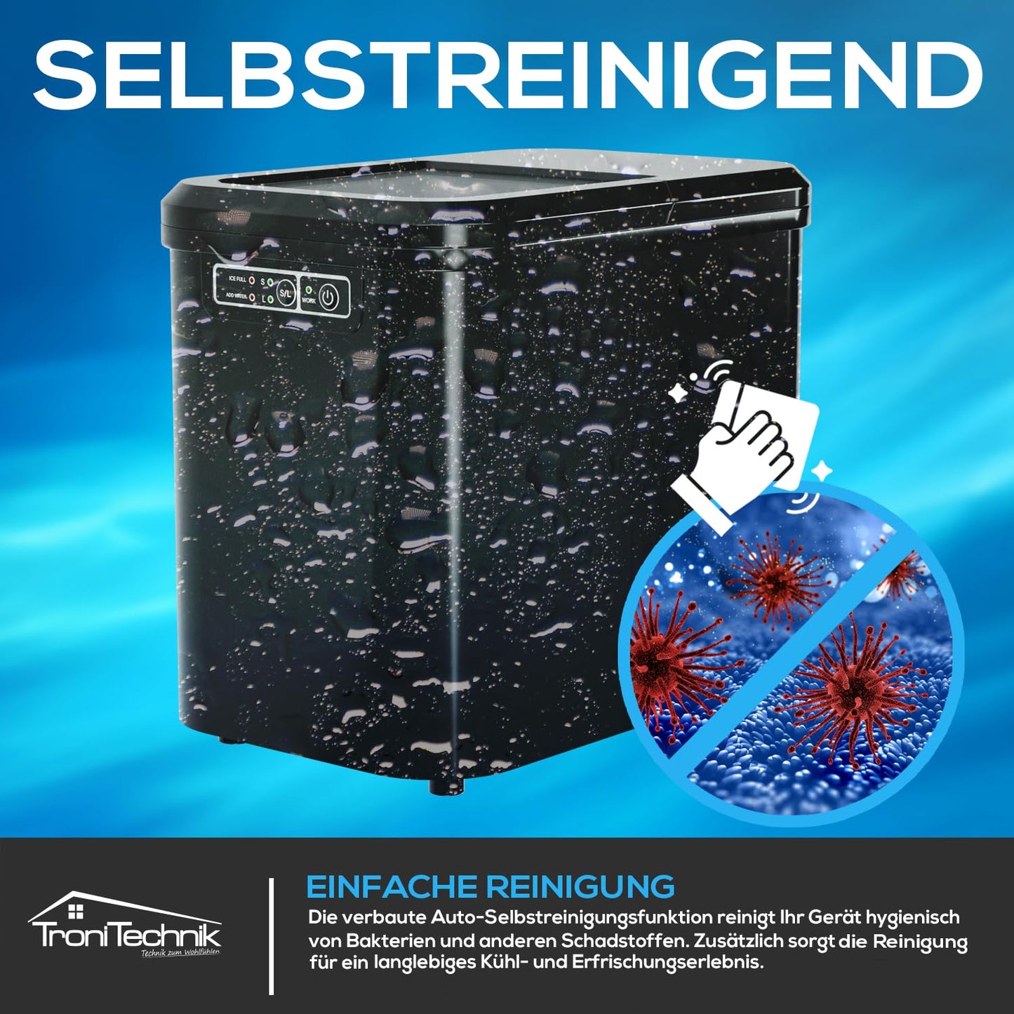 Eiswürfelmaschine EM-01, Schwarz