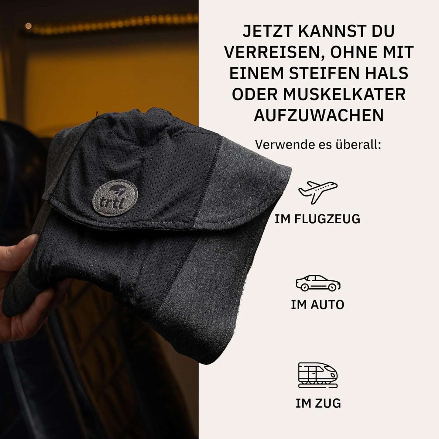 Reisekissen mit kühlender Nackenstütze und Schaumstoff, Adult Schwarz/Grau